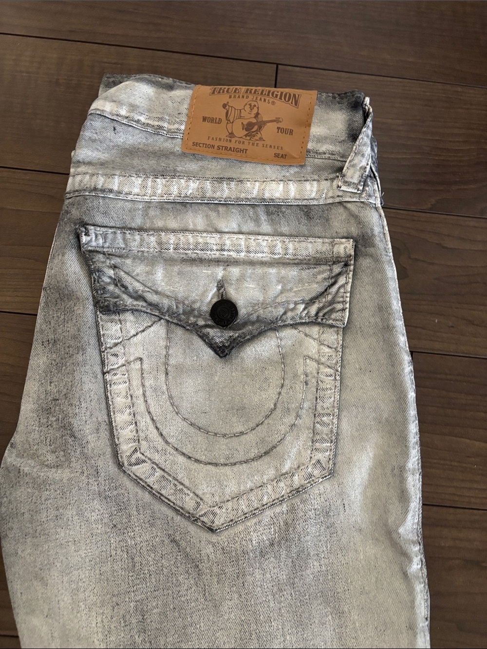 True Religion Metallic Silver Back-Pocket Jeans